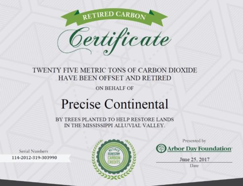 Press Release: Precise Continental Receives Retired Carbon Certificate from the Arbor Day Foundation